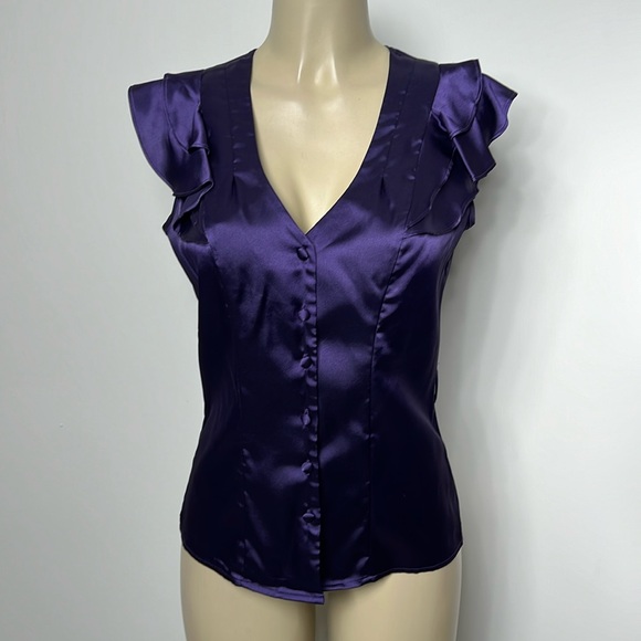 Bisou Bisou S/CH purple satin blouse - Picture 1 of 5